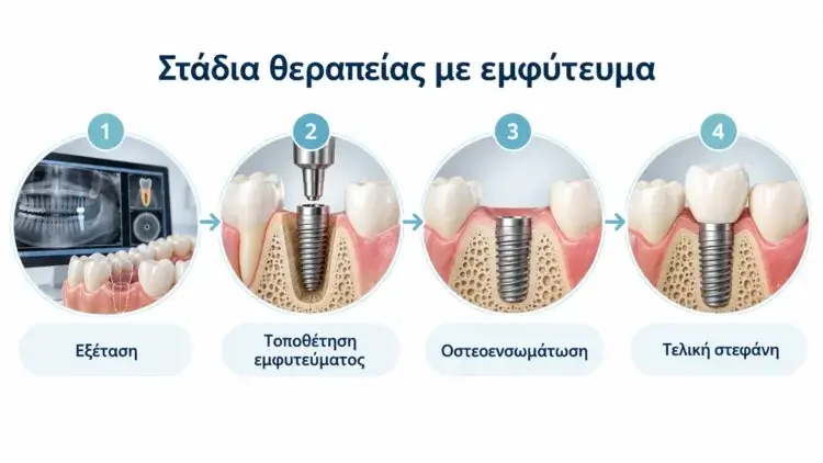 Στάδια αποκατάστασης ενός δοντιού με εμφύτευμα